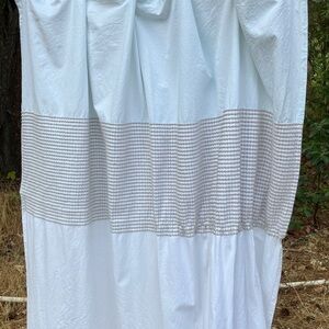Caro Home 100% cotton shower curtain with woven accent blue, gray, white perfect